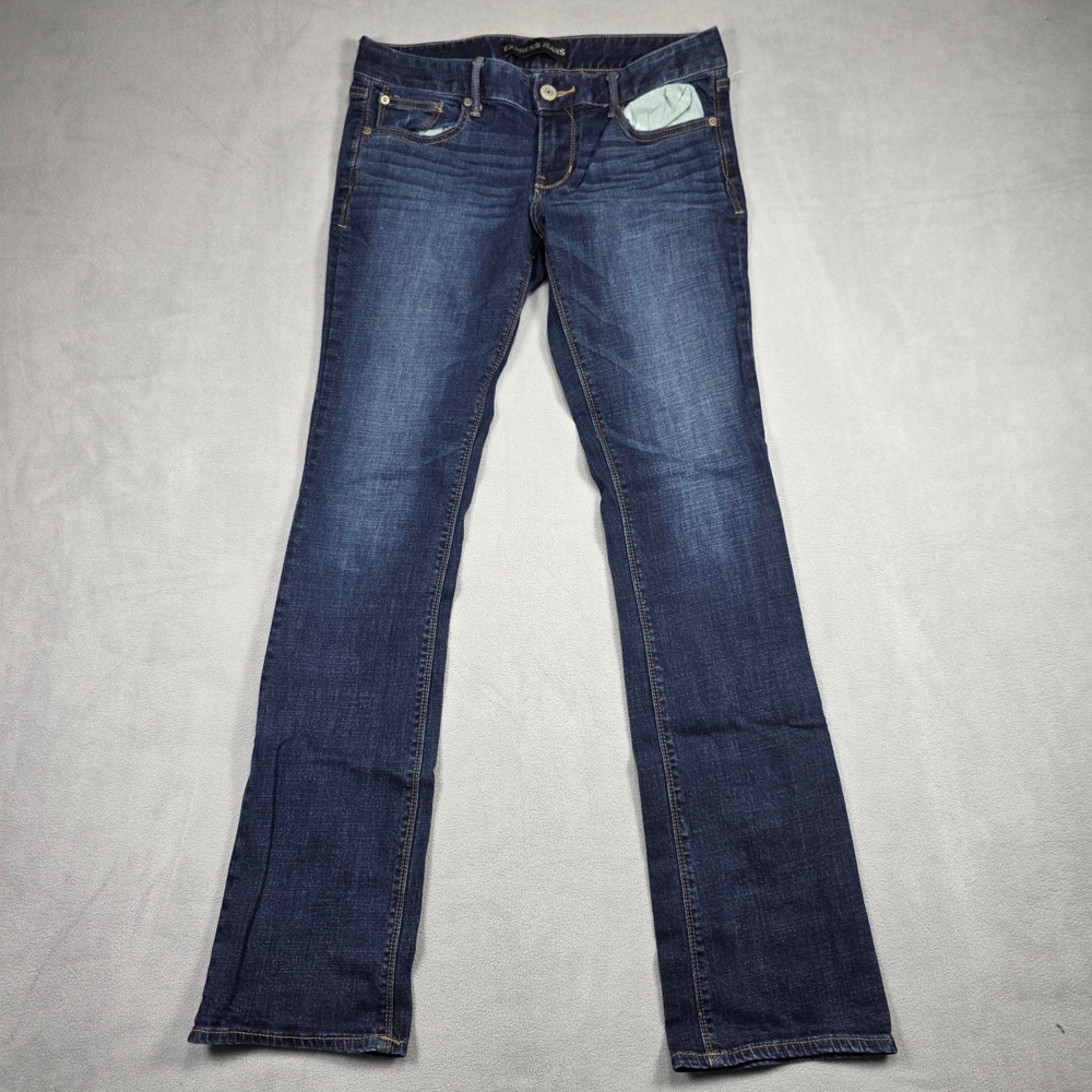 Express Jeans Women 8 Regular Blue Barely Boot Low Rise Stella Stretch Dark Wash